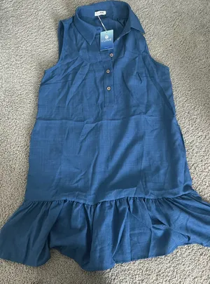 Cupshe collar blue dress thumbnail 1
