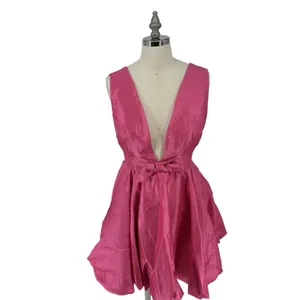 Mable Hot Pink Deep V-Neck‎ Sleeveless Backless Cocktail Mini Dress S $150 thumbnail 6