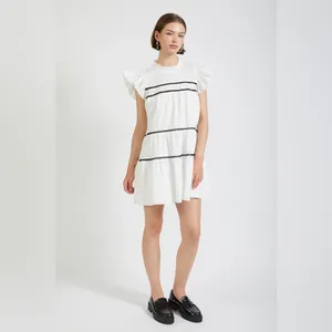 En Saison Aliza Tiered Babydoll Mini Dress in White Size Small NWT thumbnail 8