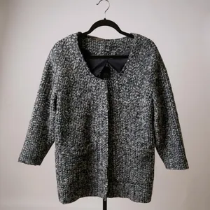 Joie Bouclé Wool Blend Long Cardigan Coat Gray White Size Small thumbnail 2