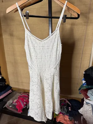 Vintage Abercrombie & Fitch White Lace Fit & Flare Mini Dress XS Y2K thumbnail 2
