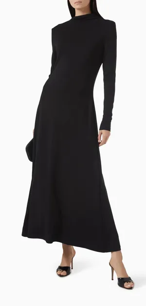 COS Black Cowl Neck Long Sleeve Maxi Dress Modal Blend XS‎ Minimalist Modern thumbnail 1