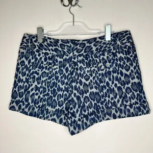 Alice & Olivia Denim Leopard Shorts Size 12 thumbnail 4