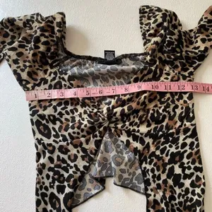 Just Polly Leopard Print Tie Front Top Size S Y2K Long Sleeve Mesh thumbnail 5