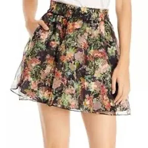 Alice + Olivia Flora Silk Smocked Mini Skirt thumbnail 3