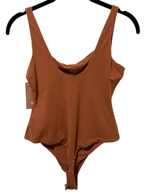 NEW Skims Fits Everybody Square Neck Bodysuit Large Bronze thumbnail 6