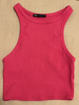 Pink Tank ZARA Ribbed Light Top thumbnail 4