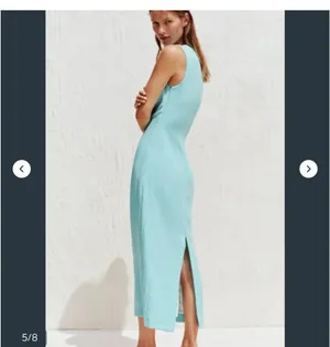 Zara Light Aqua Sheath Dress with Side Drape thumbnail 5