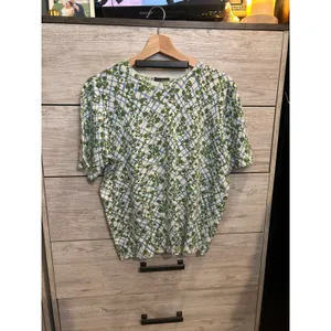 Vince Camuto Womens Green Floral Blue Lattice Short Sleeve Knit Sweater XL NWT thumbnail 3