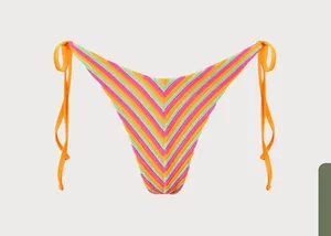 Berlook Plush Texture Stripe Tie Bikini Top and Bottom set thumbnail 8