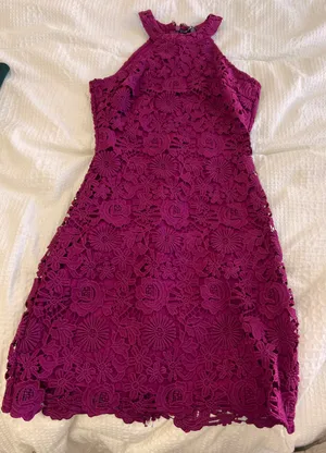 Lulus Magenta Lace Dress thumbnail 1