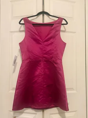 NWT Reformation Zenni Dress Rhubarb Pink Raspberry Mini Dress Boatneck Size 8 thumbnail 4
