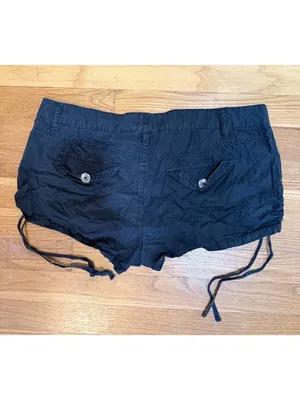 Blue Spice Micro Mini Shorts Cinch Side Drawstring Cargo Low Rise Vtg Y2K SZ 9 thumbnail 3