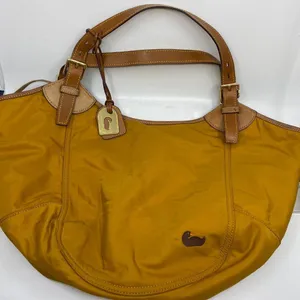 Dooney & Bourke XL Yellow Brown Nylon Shoulder Bag thumbnail 3