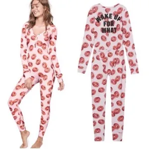 VICTORIA'S Secret PINK Donut Long Jane Thermal Onesie Size Small thumbnail 2
