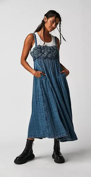NWT Free People Dolly Midi Dress Size M. A49 thumbnail 1