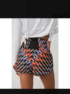 NWT Free people movement Orange crush combo print athletic shorts size Xs thumbnail 3