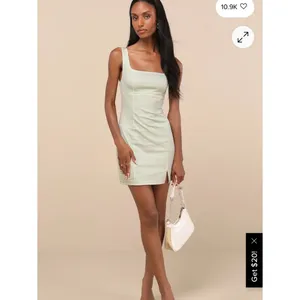 Lulu's Happy Chance Sage Green Gingham Square Neck Mini Dress size XS thumbnail 2