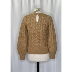 NWT!! J. CREW Balloon Sleeve Cable Knit Sweater Pale‎ Clay Tan Brown X-Small thumbnail 8