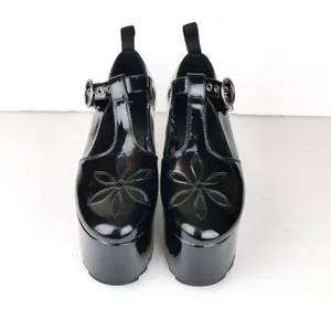 Lamoda Mary Jane Shoes Women 7 Black Patent Overthinking It Platform Cutout Goth thumbnail 5