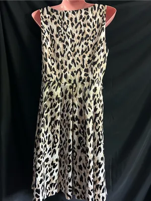 White House Black Market Women’s Leopard Print Sleeveless A-Line Dress SZ 8 thumbnail 9
