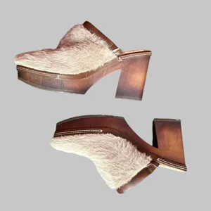KORKS Fur Clogs Taupe size 9 Brown thumbnail 6