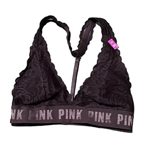 PINK Victoria's Secret XS Black Floral Lace Bralette Wireless T-Strap thumbnail 6
