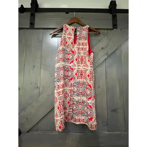 Lulus Red Paisley Mini Dress‎ High Neck Shift Small Boho Festival thumbnail 5