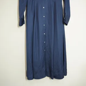J. Crew Size 4 Maxi Length Shirt Dress Navy Blue Herringbone Stripe Preppy thumbnail 3