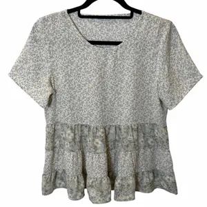Paper Crane Mixed Floral Tiered Babydoll Top Boho Cottagecore Romantic - Small thumbnail 2