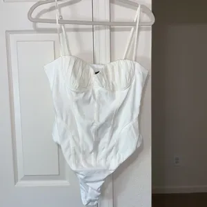 ZARA Corset Bodysuit Top in White thumbnail 2