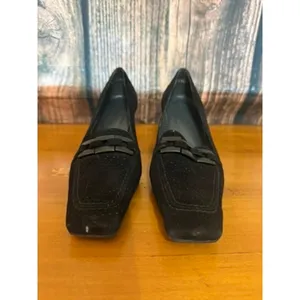 Stuart Weitzman Women's Black‎ Suede Block Heel Pumps Size 7 Vintage thumbnail 4