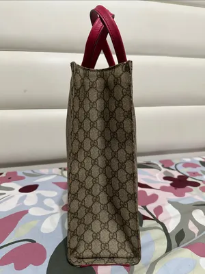 Gucci PVC GG Supreme Tote with Pink Leather Handles thumbnail 4