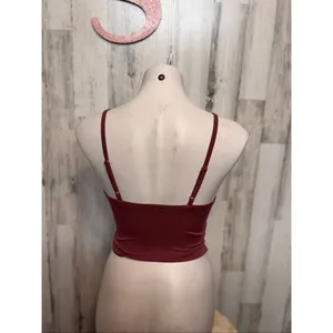 Bozzolo Ribbed Twist Front Crop Cami Women’s Small Mauve Pink Adjustable Strap T thumbnail 5