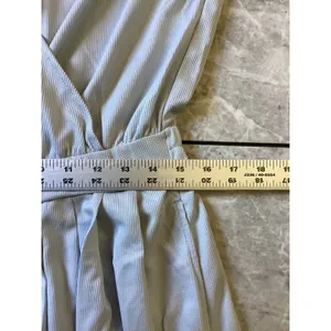 Halara NWOT Light Blue Waffle Knit Wide Leg Jumpsuit Surplice Wrap Neck Large thumbnail 4