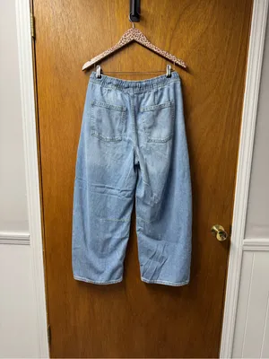 Gap Mid Rise UltraSoft Easy Horseshoe Jeans Drawstring Light Wash Blue Small thumbnail 14