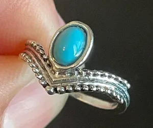 Turquoise stone princess crown ring size 5 thumbnail 6