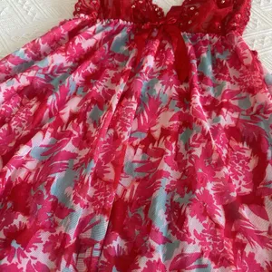 Women’s Pink & Red Mesh Lace & Sequins Babydoll Lingerie Top Sz S Small thumbnail 12