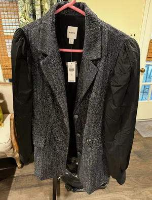 Maeve Anthropologie Black and Gray Women's Jacket Blazer size 10 thumbnail 1