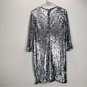 Lulus Main Event Silver Sequin 3/4 Sleeve Sheath‎ Dress MEDIUM thumbnail 6