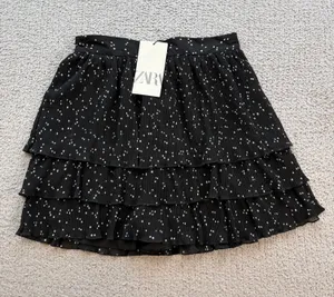 NWT Zara Black White Polka Dot Tiered Ruffle Mini Skirt Size Small thumbnail 1