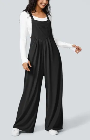 HALARA Black Wide-Leg Jumpsuit with Adjustable Straps size M Tall thumbnail 1