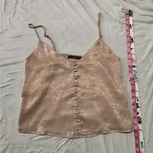 Brandy Melville Blush Pink Shimmery Satin Button Front Cami Top Small Y2K thumbnail 2