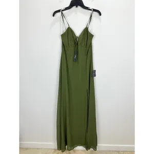 Lulus Marveled Beauty Olive Green Sleeveless Tie-Front Maxi Dress Medium NWT thumbnail 5
