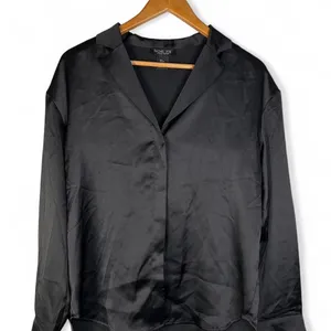 Satin Blouse Black Luxe Rachel Zoe Whimsigoth Minimalist Large thumbnail 1