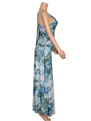 BHLDN One-Shoulder Scarf Maxi Dress, Blue Floral, Medium thumbnail 6