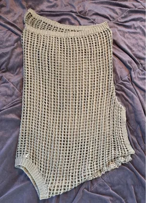 Dokotoo Olive Green Open Knit Mesh Crochet Sweater Vest Sleeveless Pullover thumbnail 1