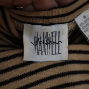 Maxwell Jason Vintage Tan Black Striped Turtleneck Long Sleeve Knit Top Medium thumbnail 3
