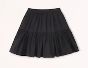 NWT Abercrombie & Fitch Tiered Poplin Mini Skirt in Black Size Medium thumbnail 1