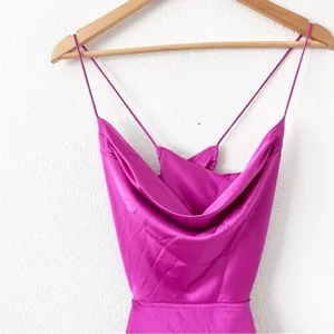 Runaway The Label Magenta Satin Cowl Neck Slip Dress Size 8 thumbnail 3
